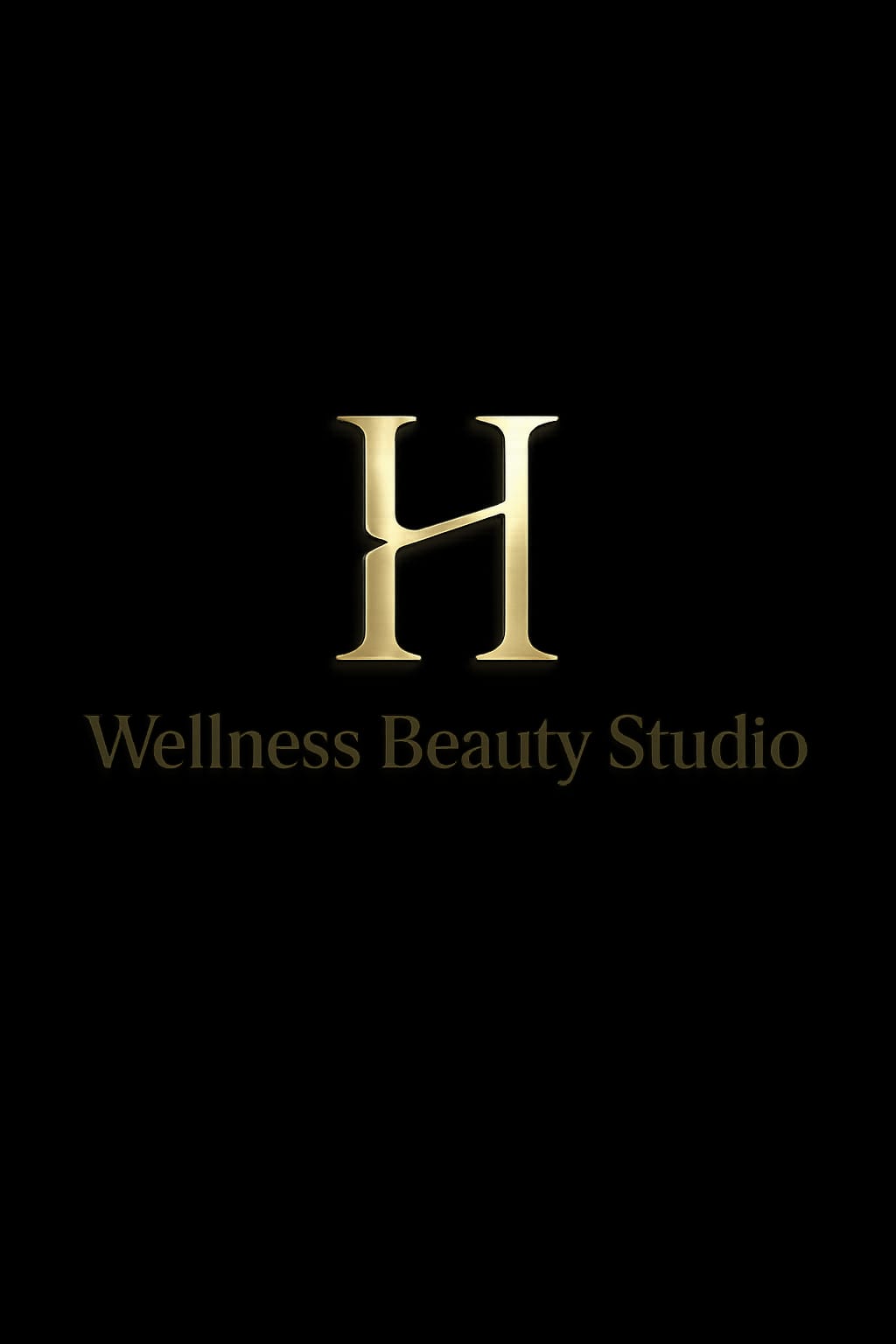 The genuine gold H Wellness Beauty Studio identity on black